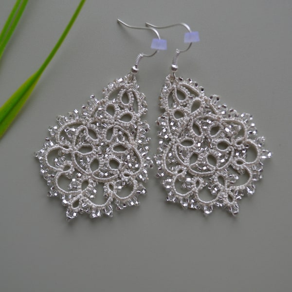 Boucles d'oreilles frivolité - « Asselina », boucles d'oreilles tendance, bijoux chics, boucles d'oreilles uniques, accessoires femmes, boucles d'oreilles bohèmes, cadeau pour femme