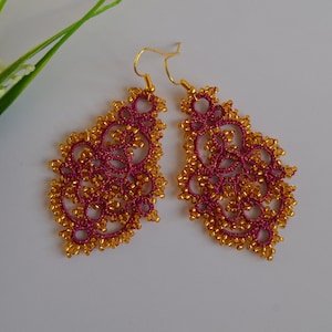 Tatting Earrings 'Penelopa', Unique Earrings, Chandelier Earrings, Statement Earrings, Victorian Jewelry, Women Accessories, Boho earrings zdjęcie 5