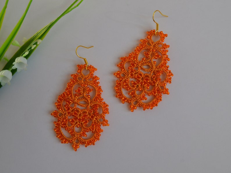 Tatting Earrings 'Penelopa', Unique Earrings, Chandelier Earrings, Statement Earrings, Victorian Jewelry, Women Accessories, Boho earrings zdjęcie 10