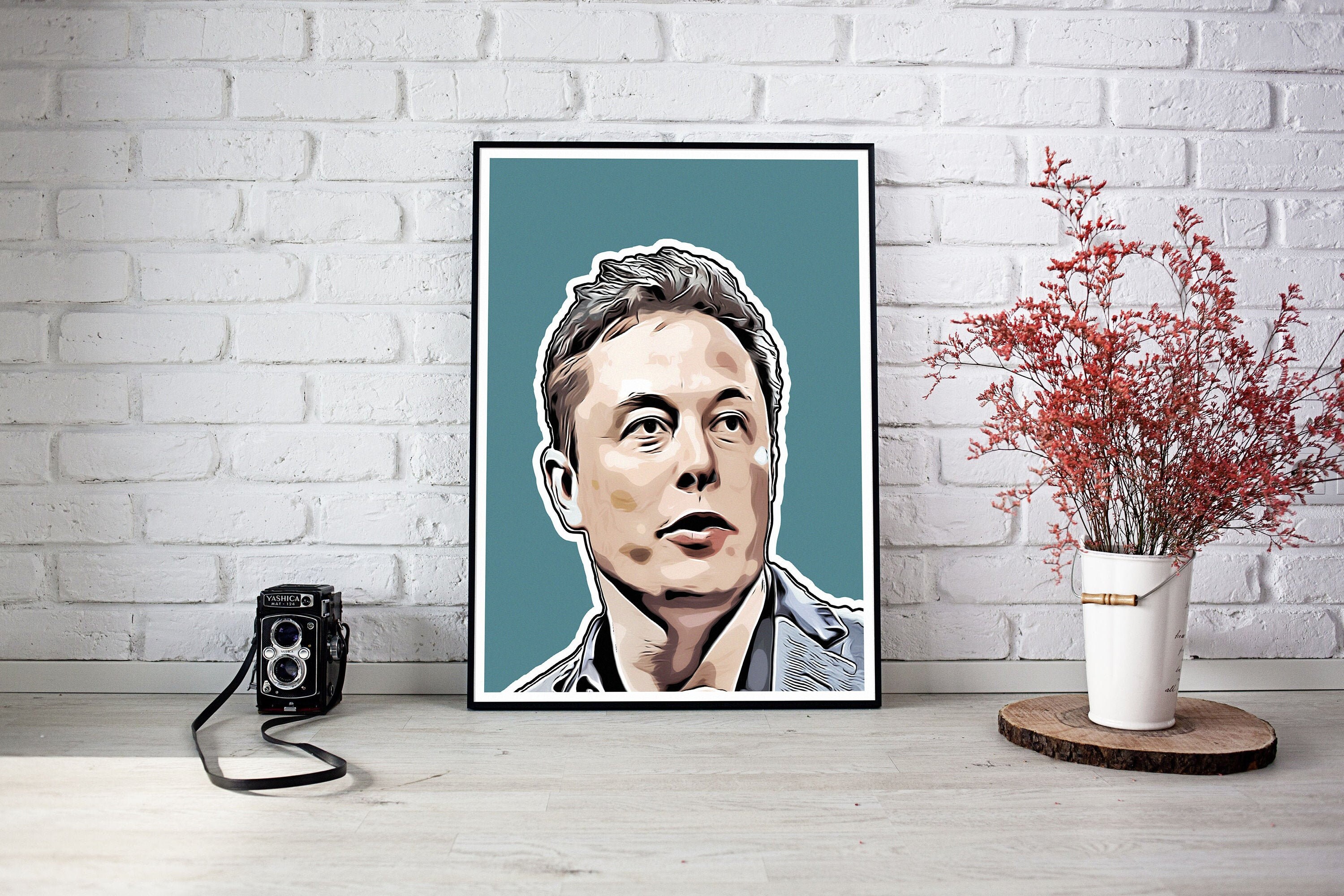 Elon Musk Cartoon portrait poster print wall art and | Etsy