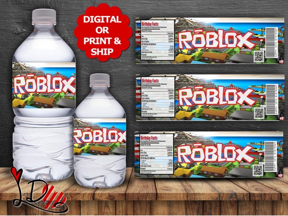 Custom Roblox Party Printable Robux Water Bottle Label Template Personalized Wedding Water Bottle Diy Editable Pdf Instant Download - www robux party com