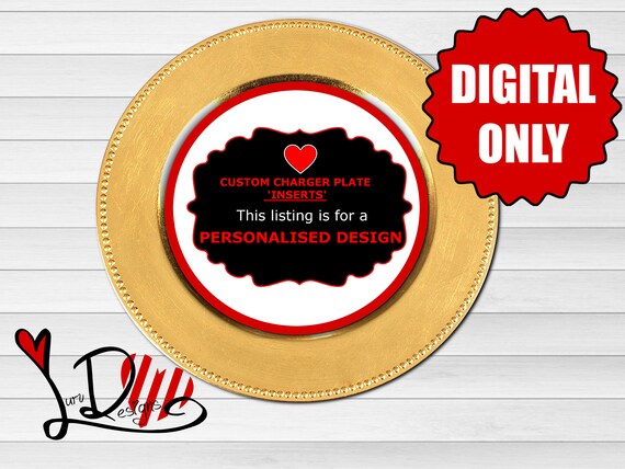 Printable Charger Plate Insert Label Template Personalized Etsy