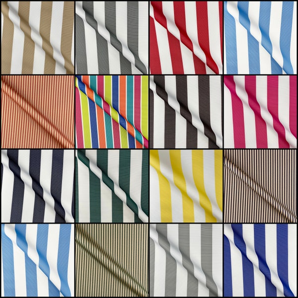 Waterproof Canvas Stripe Fabric 8Oz Heavy Duty Thick Outdoor Deck Chair Material 150cm Wide