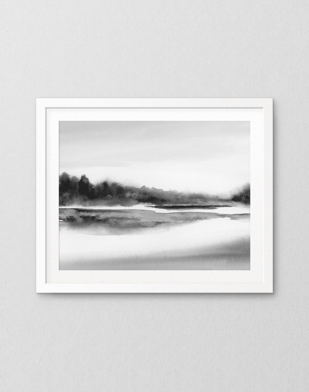 PRINTABLE ART Rivers Tide I, Black and White Wall Art, Nature Painting