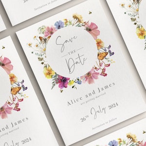 Helle Wildblumen Save The Date | Floral Save the Date Karten | Einfache Save the Dates | Boho Save the Date Karte | Hochzeit Save The Dates