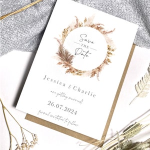 Pampas Grass Save The Date | Boho Save the Date | Floral Save the Dates | Boho Wedding | Wedding Save The Date Invitation