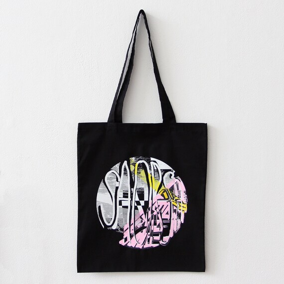 black cotton tote bag