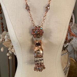 Vintage Pink & Rose Gold Manni Bottle Necklace #1