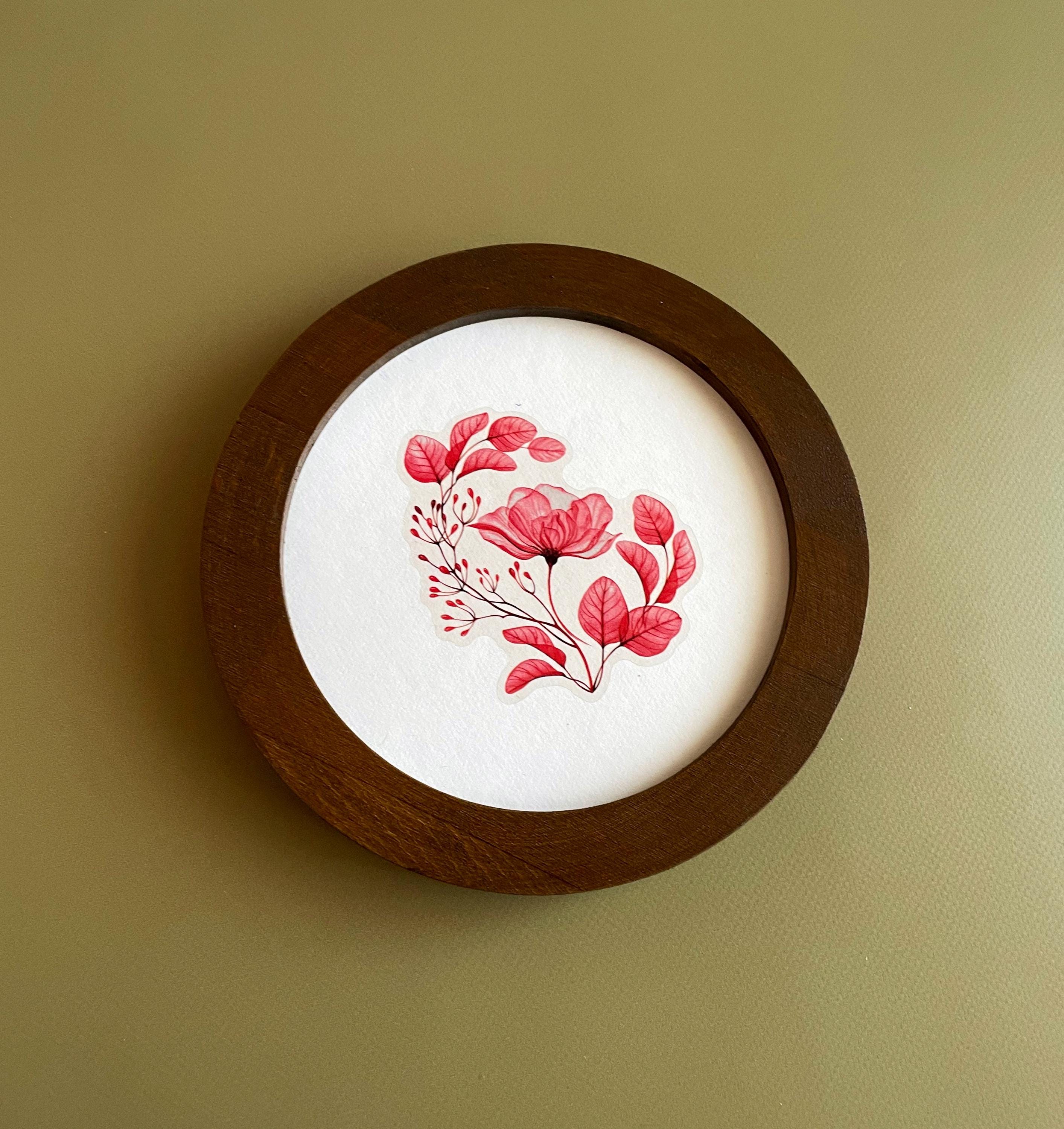 Round Wooden Frame Vintage Frame Brown Frame Round Small Frame Big ...