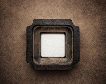 Original wooden square photo frame, wall decor