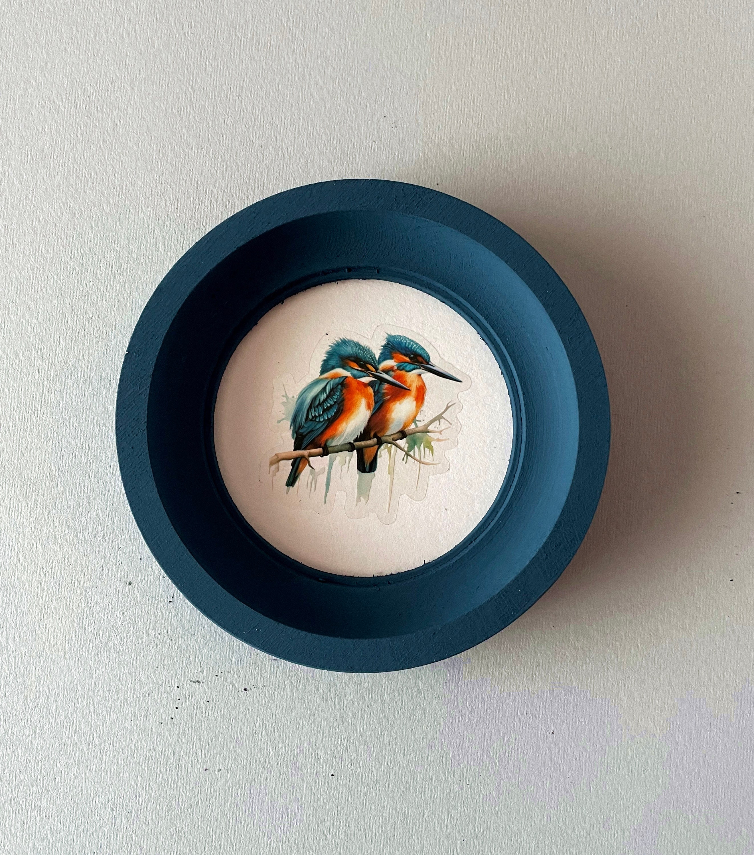 Blue Circular Frame, Round Wooden Frame, Round Photo Frame, Round Frame ...
