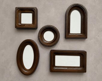 natural wood set of 5 brown frame 2х2 2х4:square,rectangular,round,oval,oval arch