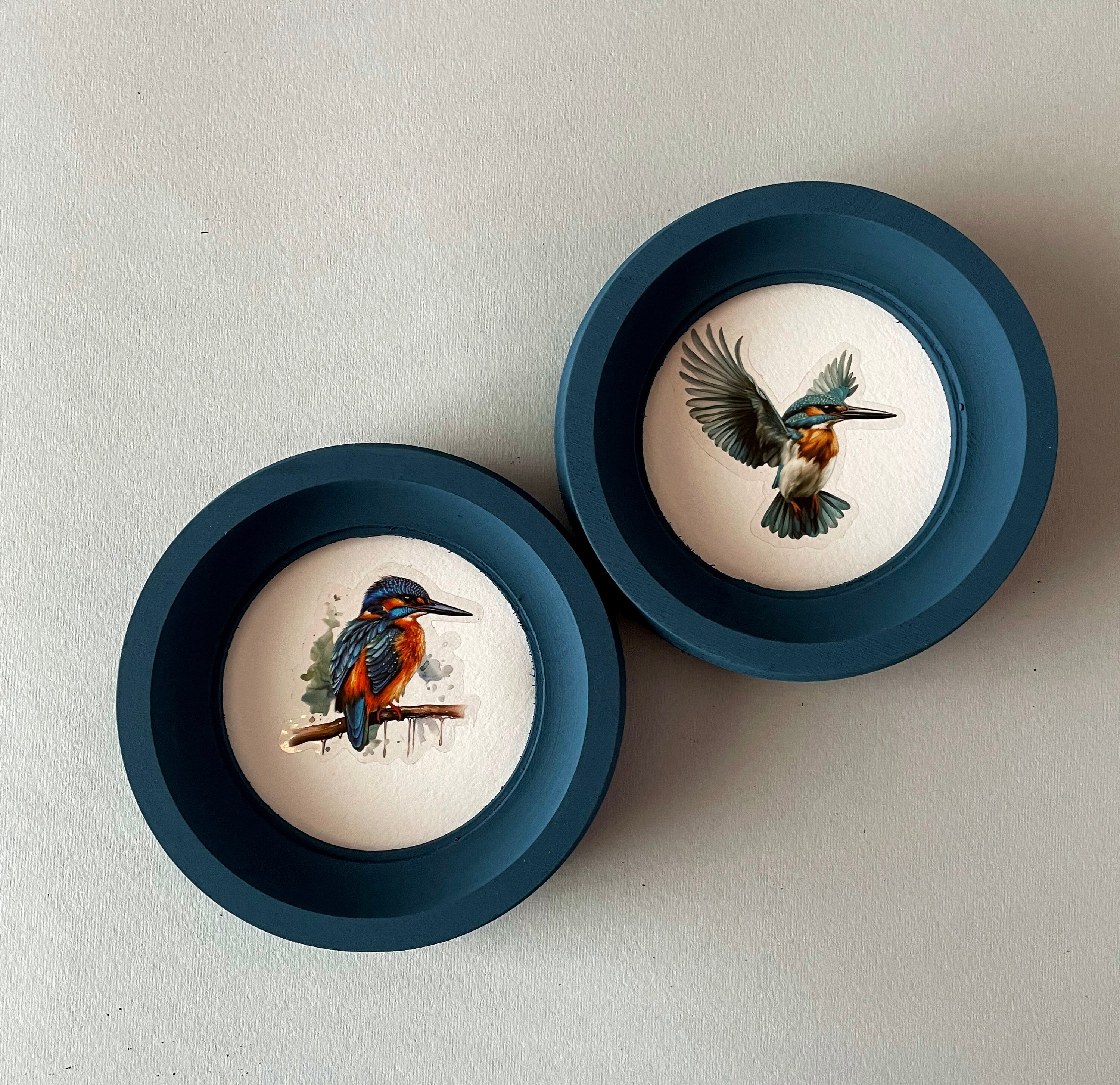 Blue Circular Frame, Round Wooden Frame, Round Photo Frame, Round Frame ...