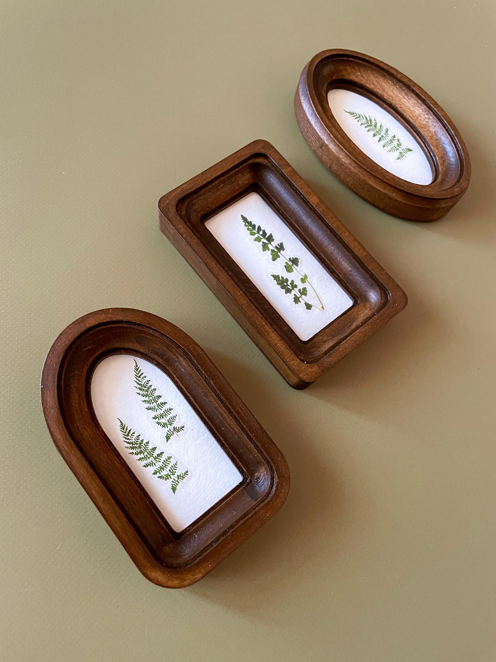Set of 3 Miniature Wooden Frames 2 X 4" Oval Frame 2 X 4" Arched Frame ...