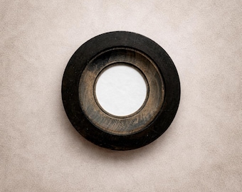 Original round wooden photo frame, wall decor.