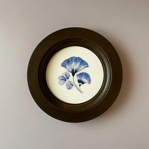 Round Wooden Frame with Wide Base 3-16 Inch brown round frame, natural wood frame, frame on the wall
