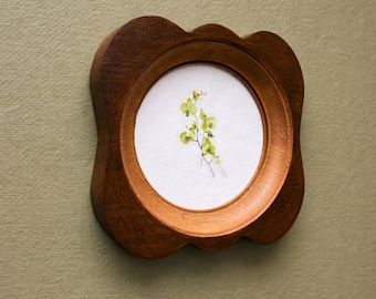 Brown round rustic photo frame for wall mounting, all sizes, original shape, two-tone