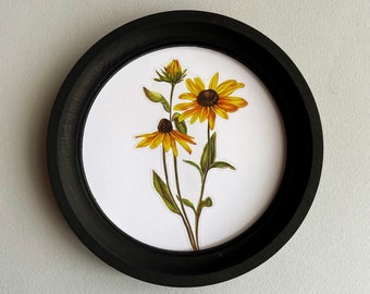 Black round frame, round picture frame, embroidery frame, picture frames for wall collage, circle framed art, circular frame,  wooden frame