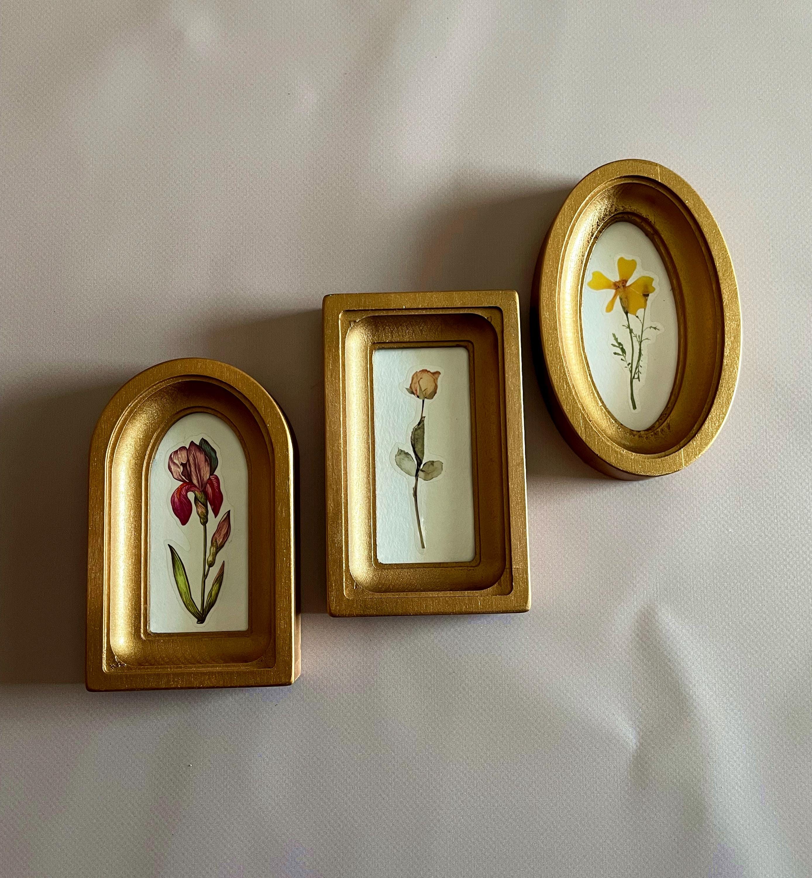 Gold Set Mini Frame,mini Set Frames,golden Wooden Frame,oval Frame 2 X ...