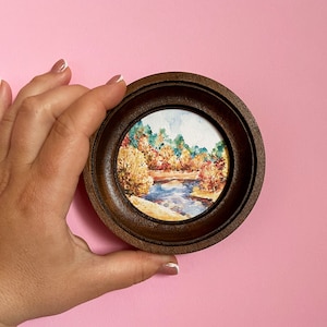 Brown round picture frame housewarming gift christmas present Photo frame frame collage