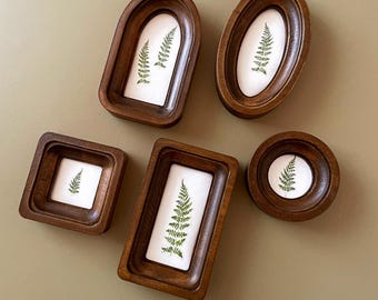 set of 5 brown mini frames 2х2 2х4:square,rectangular,round,oval,oval arch frame
