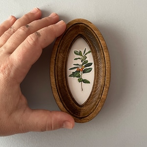 Miniature oval frame size 2 x 4 inches Small oval frame  brown photo frame, mini oval wood frame