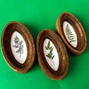 Small brown oval photo frame,  mini oval wood frame , miniature oval frame size 2 x 4 inches