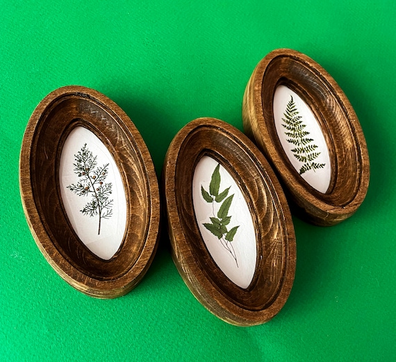 Small Brown Oval Photo Frame, Mini Oval Wood Frame , Miniature