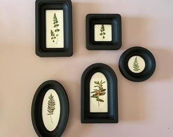 Black set of 5 miniature wooden frames2х2 2х4:square,rectangular,round,oval,oval arch,christmas gift