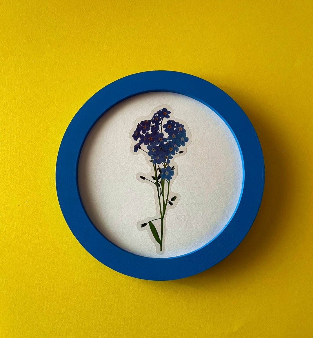 Blue Round Wooden Frame, Round Photo Frame, Embroidery Hoop Frame, Round Picture Frame, Small