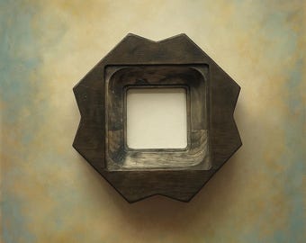 Wood square photo frame grey-brown color natural wood frame with an original shape frame picture