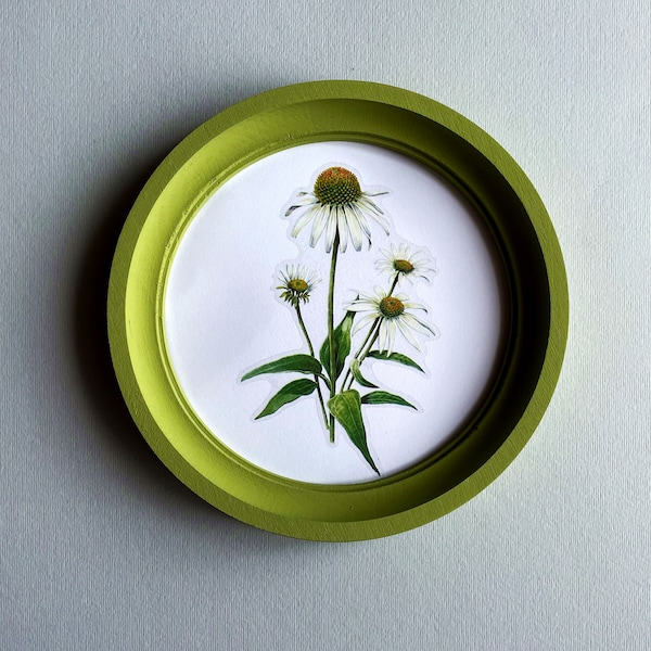 Olive round wooden frame, round photo frame, small wall décor, picture frames for wall collage, circle framed art, circular frame, small