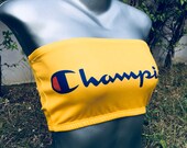 Reworked Champion Products inspired Brallette Yellow Black White Bandeau Tube Top Crop Crop Vintage Aaliyah Look 3 Styles