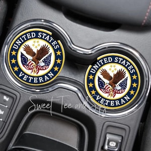 Veteran gift, Military, USA Veteran, Retired vet, Car coasters, Dad gift, Father's day gift, Car accessories, Truck accessories