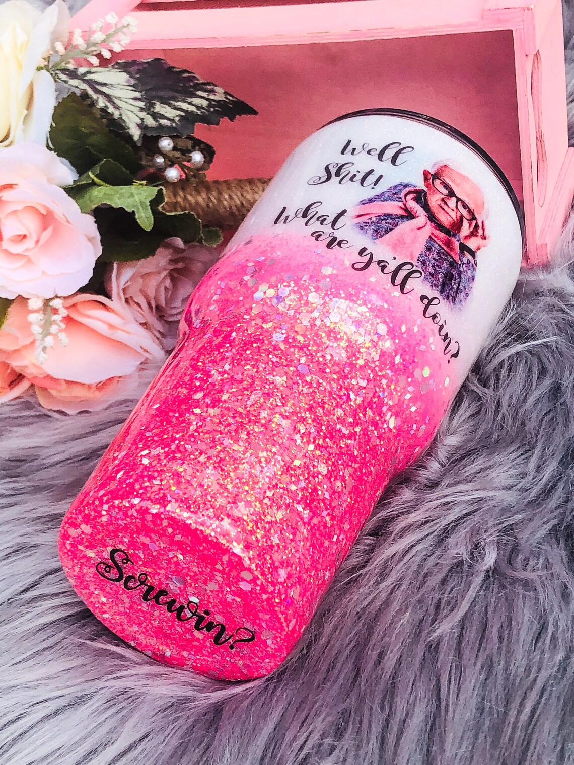 Epoxy Tumbler Glitter tumbler Hot pink tumbler Lesley | Etsy