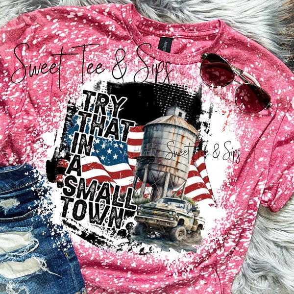 Bleached Tee, Country Music, Try That In a Small Town, American Flag, Country, Patriotic, Jason Aldean