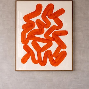 Modern Abstract Wall Art Print – Burnt Orange Brushstroke Poster –  Minimalist Home Decor – Digital Download – Large trendy Printable