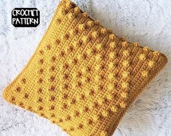 Bobble and Diamonds Crochet Pillow Pattern, pillow cover