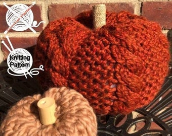 Cabled Braided Knit Pumpkin & Crochet Pumpkin Pattern Bundle