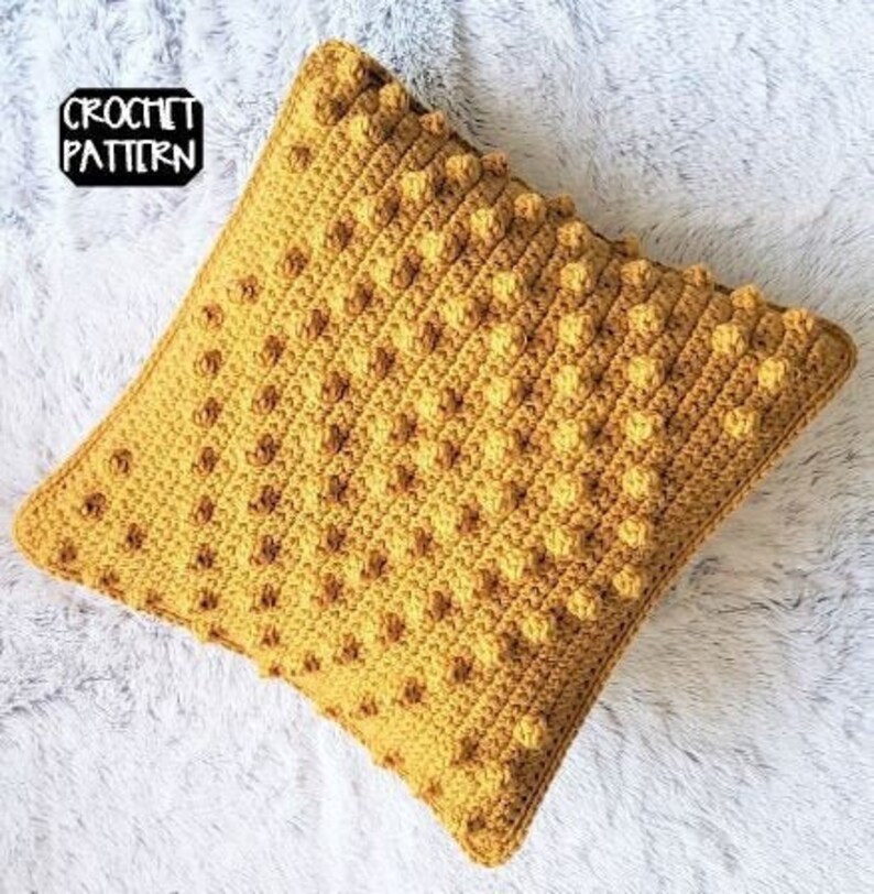 Bobble and Diamonds Crochet Pillow Pattern, pillow cover image 1