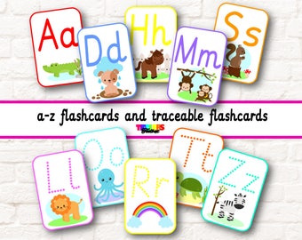 alphabet flash cards, a-z flash cards, traceable letters, letter sounds, phonics, ABC flash cards, letter formation, alphabet, printable