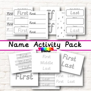 seguimiento de nombres, actividades de nombre, paquete de nombres personalizados, actividad del alfabeto, formación de letras, trabajo de letras, eyfs, actividad para niños pequeños, mi nombre