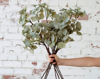 Faux ginkgo spray stem, sage green artificial ginkgo single stem