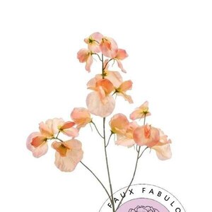 Artificial sweet pea stem spray in peach image 4