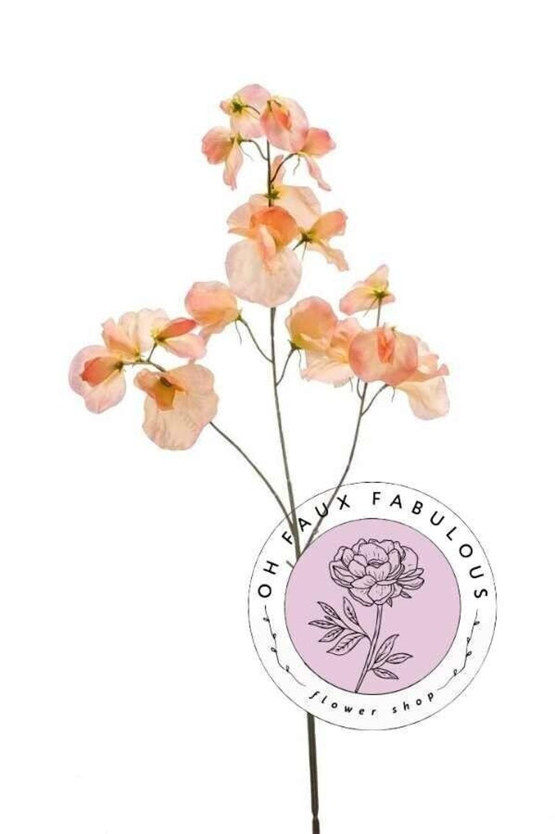 Artificial sweet pea stem spray in peach image 4