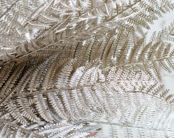 Silver Artificial Fern Stem, 60cm Faux Plant for Floral Arrangements