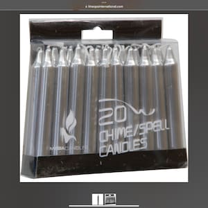 20 pack of silver (metallic) chime candles magic or ritual. 2 hour approximate burn time. 4”