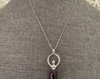Beautiful silver and amethyst Goddess pendant on silver plated chain