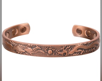 Amazing Magnetic Copper bracelet - Phoenix and dragon