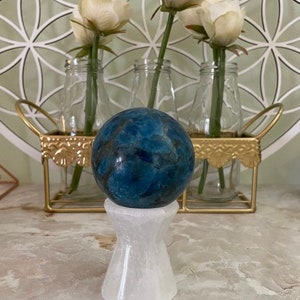 Selenite Sphere Stand - Hourglass Holds and charges various size of crystal spheres